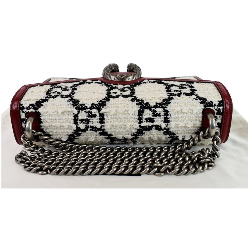 GUCCI Dionysus GG Tweed Small Shoulder Bag Cerise - Picture 8 of 12